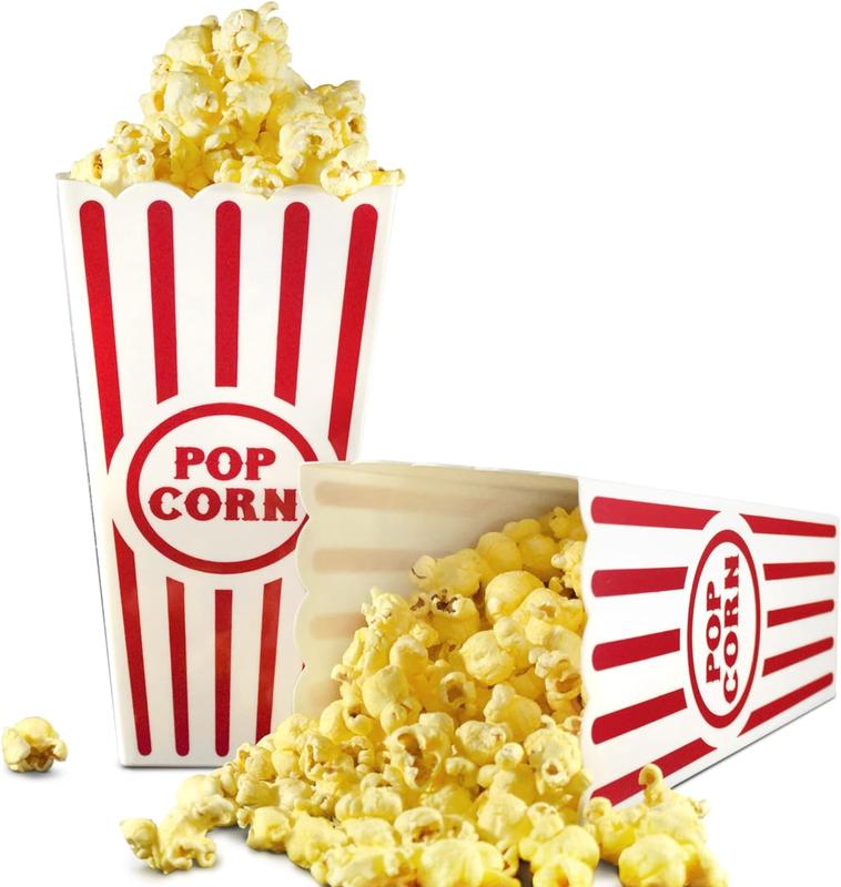 Classic Movie Night Plastic Reusable Popcorn Party Bucket (4 Pack) - Gifts