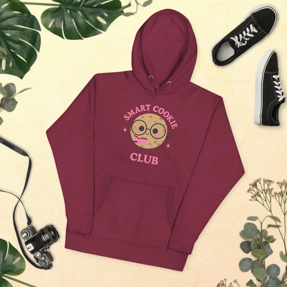 Smart Cookie Club Hoodie – Cute Kawaii Cookie Sweatshirt for Book Lovers, Teachers, and Students – Cozy Funny Study Hoodie