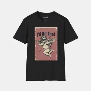 Cupid Humor Unisex T-Shirt, Valentines Day Tee, Funny Love Shirt, Heart Graphic Top, Love Gift Shirt Casual Menswear Casual Classic Collar Cotton Fabric