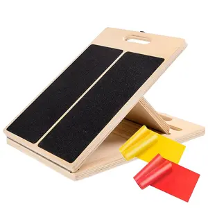 Wooden Tilt Board Compact Design, Calf Stretcher Rehabilitation Gear for Calf Stretch, Variable Board for Squats, Therapy Board for Feet Leg Ankle Heel Knee, Includes Ankle Support & Instructions