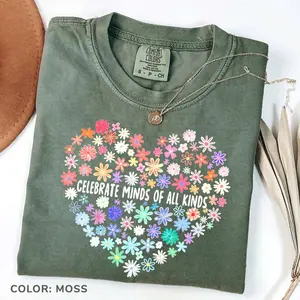 Comfort Colors Vintage Celebrate Minds Of All Kinds T-shirts, Neurodiversity T-shirt, Autism Awareness Tshirt, Special Education Teacher Gift Her