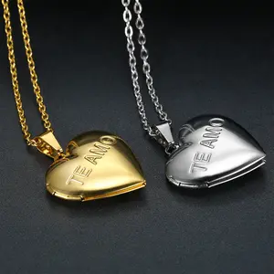 Fashion Tree of Life Heart Shaped Pendant Stainless Steel Necklace, Photo Commemorative Openable Pendant Necklace, Christmas Gift Accessories