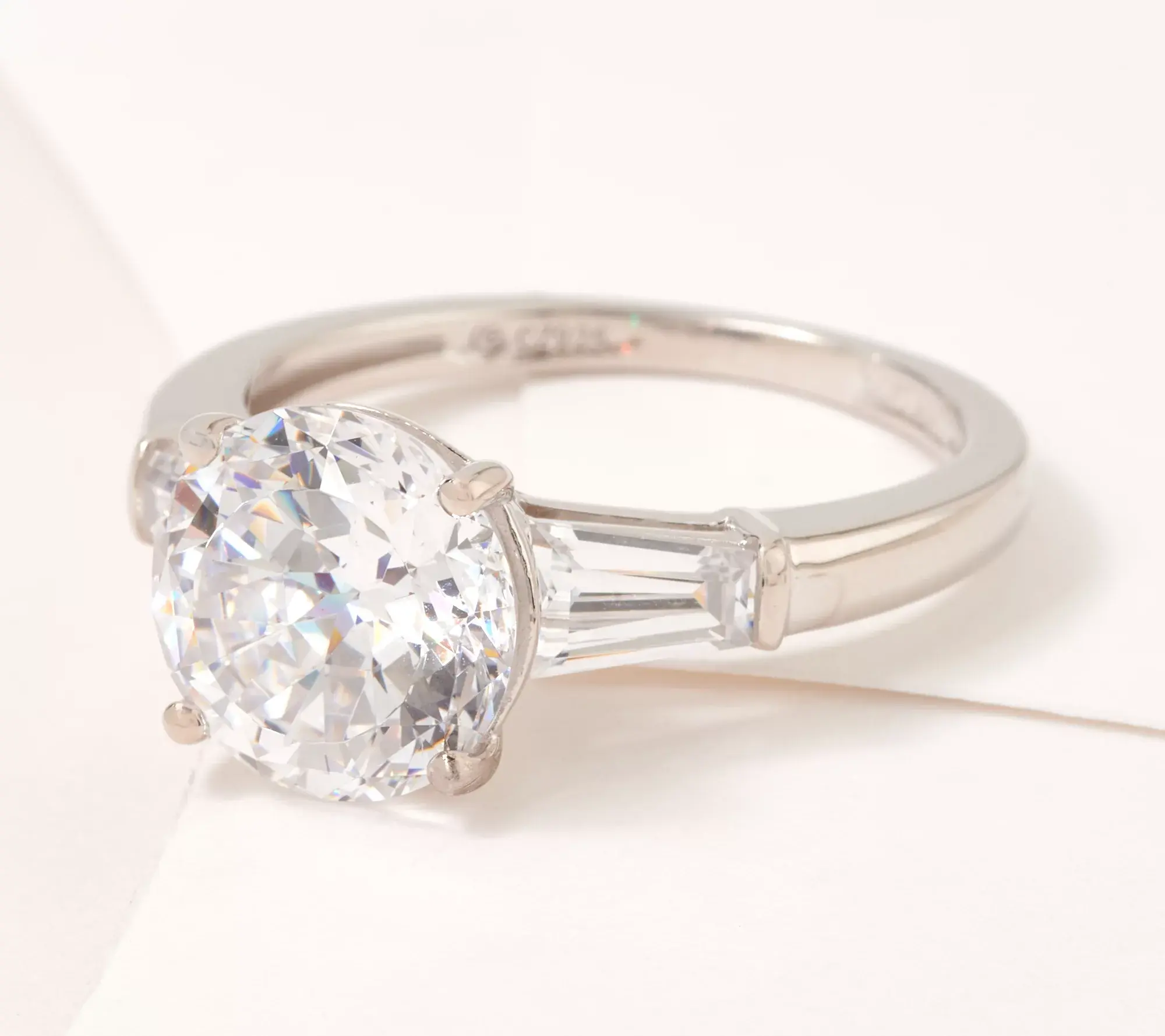 Diamonique 100 Facet 4 cttw "The Amy" Ring, Platinum Clad Diamonique 100 Facet 4 cttw "The Amy" Ring, Platinum Clad