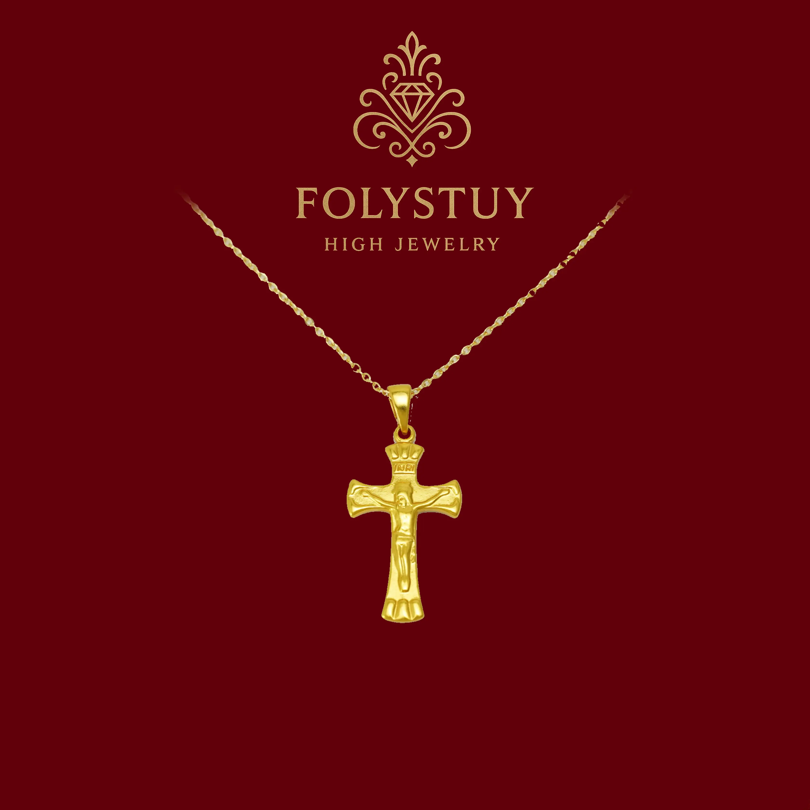 [45.4mm with 21.2mm cross pendent]FOLYSTUY(YNK18) cross pendent - Unique Cross Accents for Versatile Wear with Elegant Design