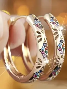 Elegant Copper Zirconia Hollow Out Earrings for Women, Fashionable Unique Design High-End Ear Cuffs, Stylish Jewelry Accessories