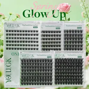 YOULUCK Single Length Enchantress Lashes Clusters Waterproof Long-Lasting Individual Eyelash Extensions Ultra-Thin Band Bond & Sea Remover Makeup for Girls Beginner Friendly