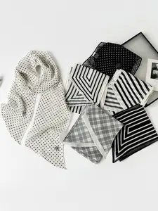 2026 New French Polka Dot Scarf Small Long Strip Spring Summer Organza Lightweight Shawl Hem Design Neck Tie Silk Scarf
