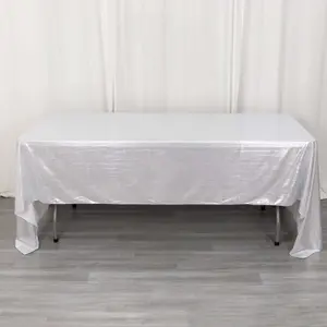 Sequin Dots Polyester Rectangle Tablecloth 60"x126" Silver Shimmer - Wrinkle Free & Sparkling Table Cover
