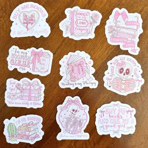 Bookish Coquette Stickers | Bookish Merch | self adhesive decal | Handmade, Durable | Decorative gift for book lover woman