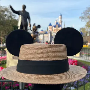 Straw Sun hat with sewn on Ears for Park Bounding