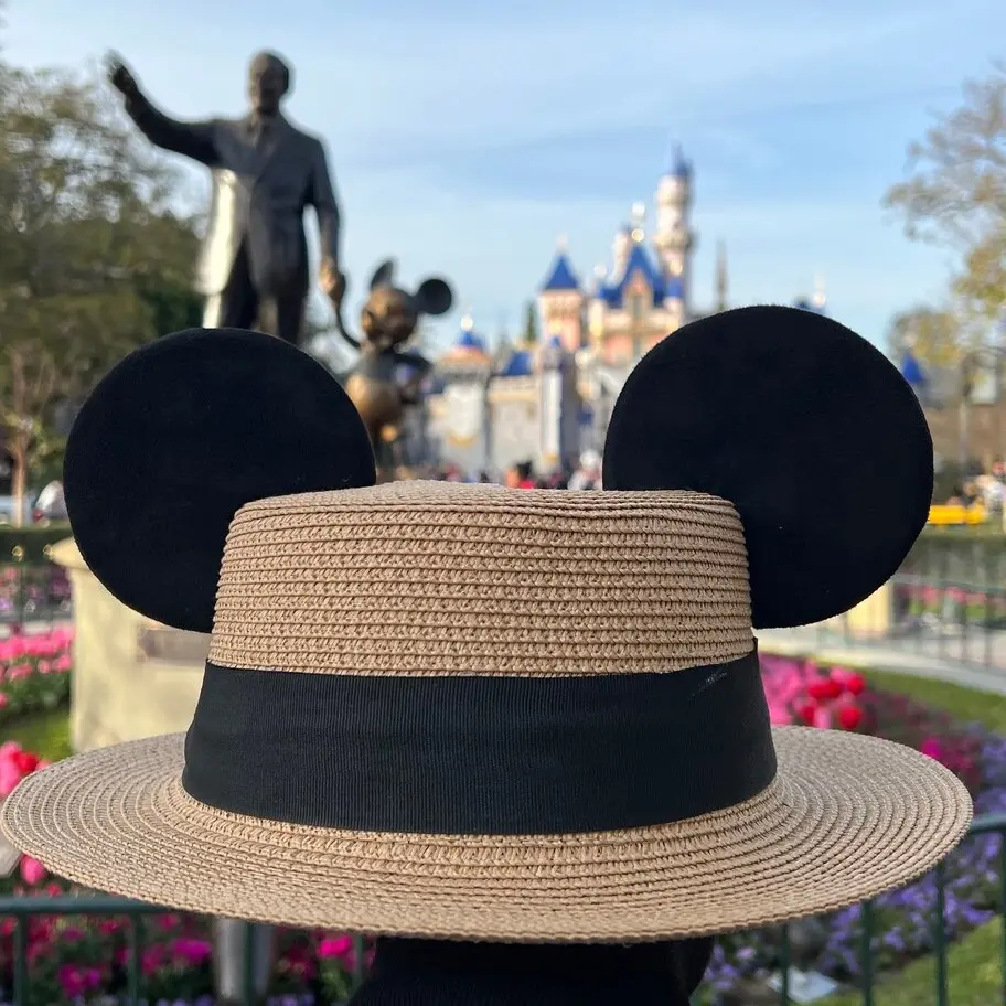 Straw Sun hat with sewn on Ears for Park Bounding