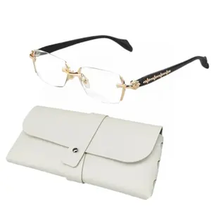 Frameless Reading Glasses 2026 All Season Essentials Anti Blue Light HD Metal Craft Clear Trimmed Edges for Elderly Men Women