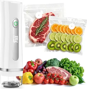Compact Handheld Vacuum Sealer for Food - 10X Preservation Machine with Reusable Bags, Portable Wireless for Sous Vide & Meal Prep, White，#SummerWins #DealsForYouDays #Father's Day gift