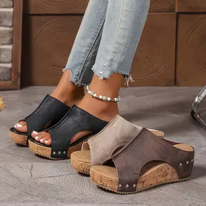 Women Summer Open Toe Sandals Breathable Lightweight Platform Sandals Retro Elegant Beach Dating Shoes Comfortable Thick Bottom Versatile High Quality Women Shoes