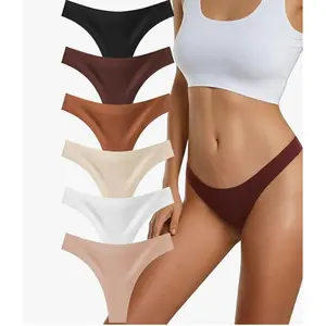 Thongs for Women, No Show Sexy Womens Underwear Stretch Breathable Comfortable Ladies Panties 6 Pack