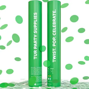 Green Confetti Cannon Confetti Poppers | Biodegradable 2 Pack Confetti  , Party Cannons for Celebrations, Graduation, Birthday, Wedding, New Year Eve