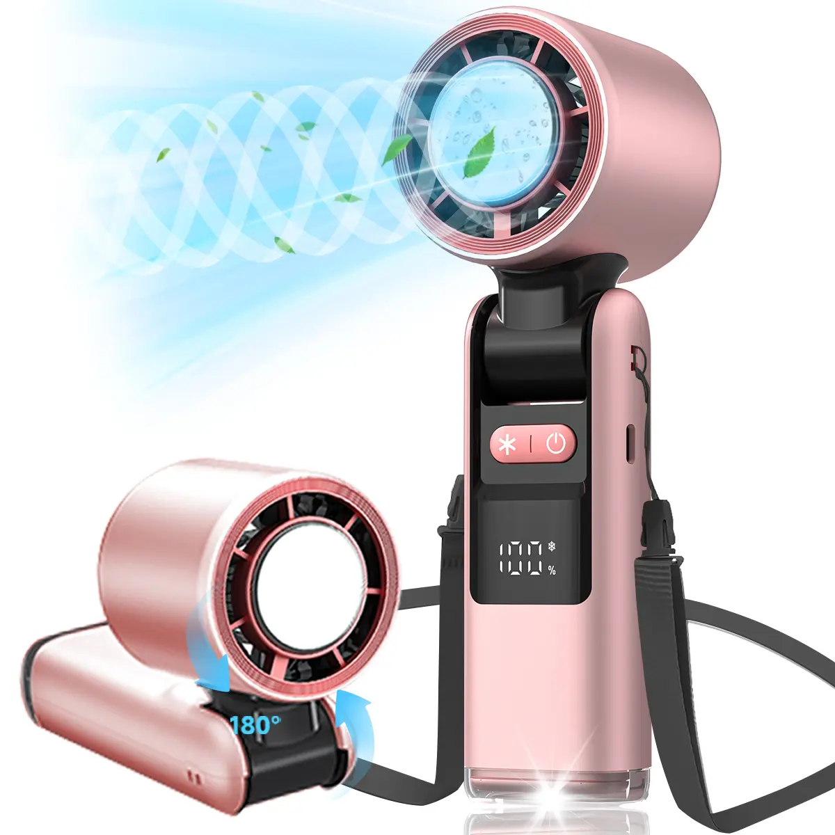 Portable Handheld Turbo Fan, 5-Speed Fan, 4000 mAh Battery-Operated, 3-in-1 Rechargeable Fan with Air Turbo Tech Cooling for Outdoor Activities, Travel, Work and Mother's Day Gift
