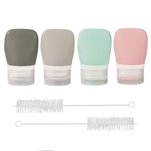 4Pcs Squeeze Salad Dressing Bottles, Leakproof Mini Sauce Condiment Bottles and Dressing to Go for Lunch, Portable Salad Dressing Container with 2Pcs Cleaning Brush (1.3OZ, 38ML)