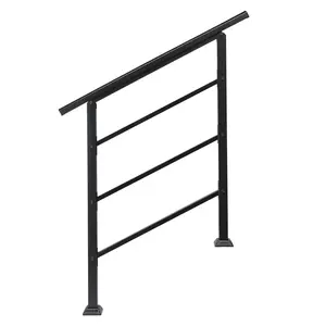 Karl Handrails for Outdoor Steps, Stair Handrail Fits 3 to 4 Steps, Wrought Iron Hand Rail Stair Railing Kit for Concrete Steps, Porch Steps