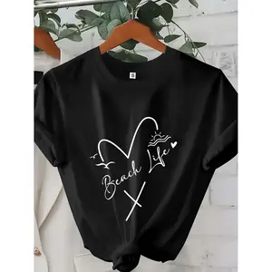 Customizable Heart Text T-Shirt, Sequin Heart Shirt, Personalized T-Shirt, Custom Shirt, Gift for Mother, Teacher'S Day Present