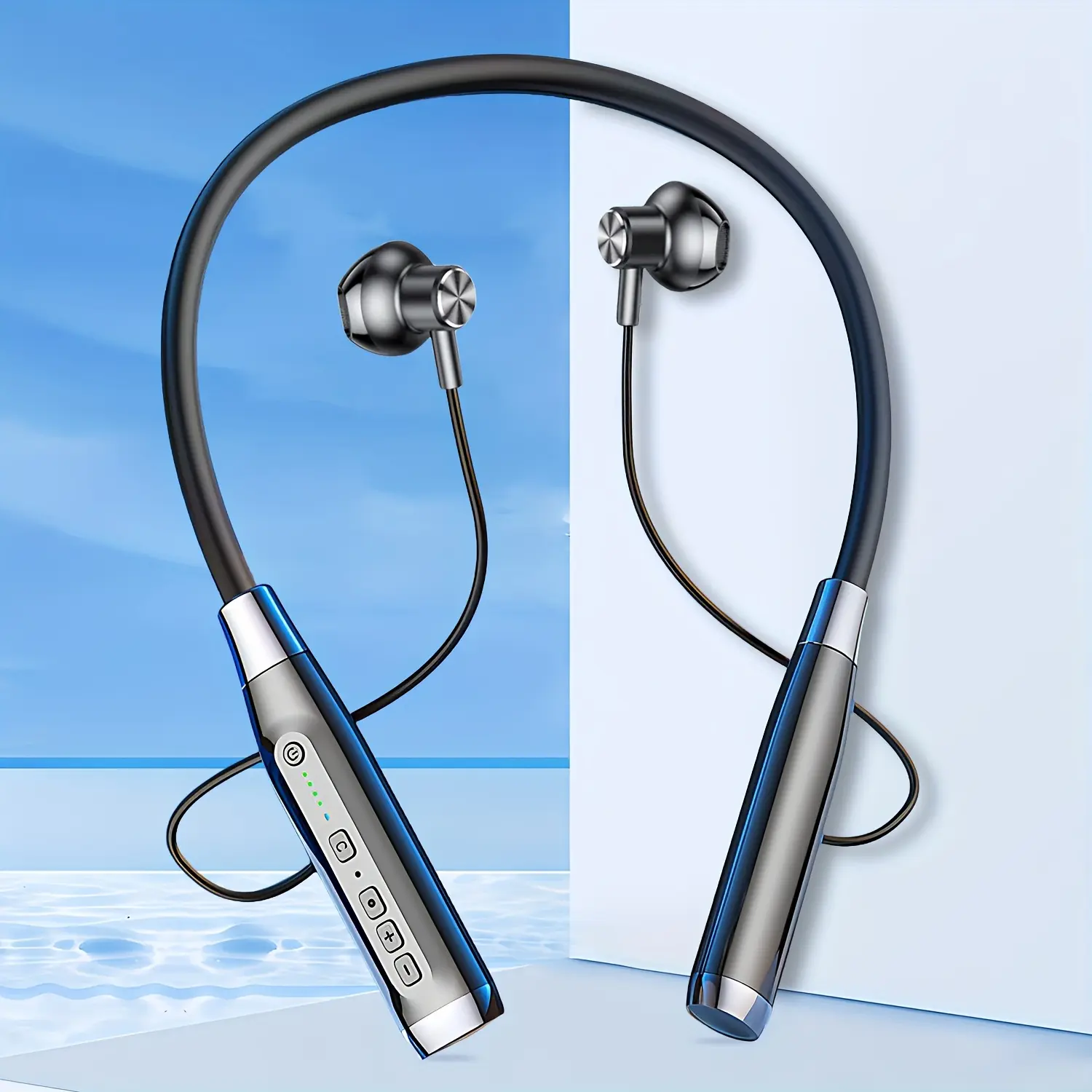 Hands Free Neck Wireless Earphones - In Ear Bluetooth 5.3 Headset for Cellphones, 100-Hour Battery Life, Heavy Bass, Stereo Sound, Built-In Microphone, Earbud Design