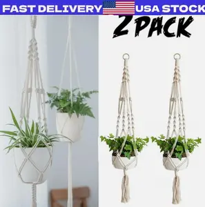 2 Pack Plant Hanger Flower Pot Plant Holder Large 4 Legs Macrame Jute 41 Inch US