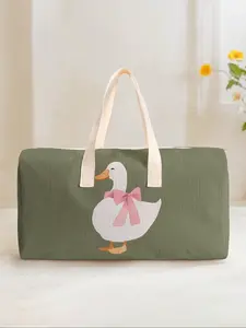 Large Capacity Corduroy Travel Bag Luggage Backpack Duck Pattern Printed Casual Yoga Fitness Handbag for Short Trips Weekend Outing Daily Commute Daily Commuting Bag