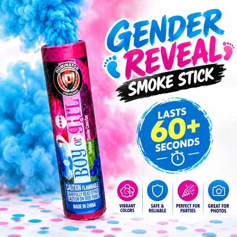 Novelty 2-Pack Gender Reveal Smoke Sticks - 5-Inches Colorful Elegant Unisex Flares, Home Party Supplies, Party Decorations Supplies, Photo-Worthy Baby Shower Gifts