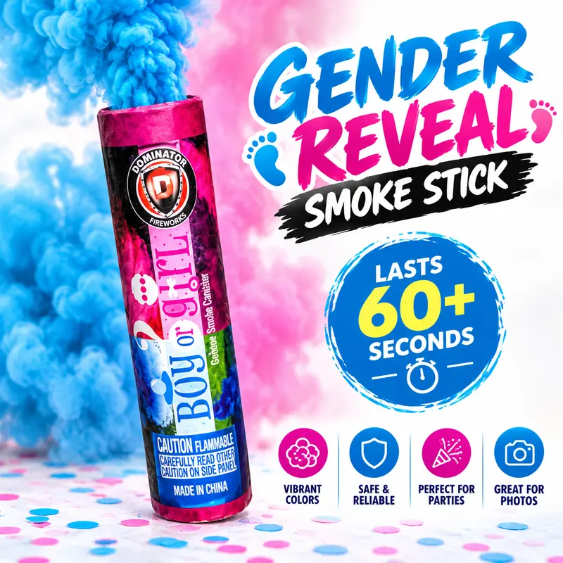 Novelty 2-Pack Gender Reveal Smoke Sticks - 5-Inches Colorful Elegant Unisex Flares, Home Party Supplies, Party Decorations Supplies, Photo-Worthy Baby Shower Gifts