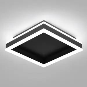 Square LED Flush Mount Ceiling Light, 5500K Cold White Black Modern Ceiling Light Fixture,Minimalist Close to Ceiling Lamp for Hallway Entryway Bedroom Kitchen Laundry Room (9.5 in)