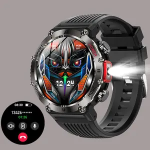 LOOXLK Men's Smartwatch 360p TFT Display 1.46 Inch Screen 600mAh Battery 3ATM Waterproof Wireless 5.0 USB Charging LED Flashlight Pedometer Sport Mode Compatible with iPhone & Android Ideal Gift for Men - Digital