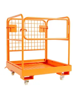 【GARVEE】36" x 36" Forklift Safety Cage with 1200 Lbs Capacity, Folding Work Platform with 4 Wheels, Collapsible Lift Basket for Versatile Aerial Jobs