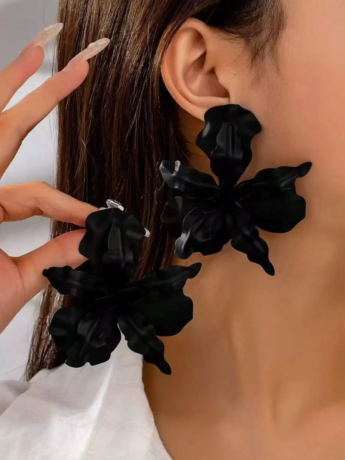 1 Pair Pleated Painted Flower Statement Earrings, Streetwear Pendant, Party Trendy Jewelry, Versatile Ethnic Style, Perfect for Holidays and Events, Unique Design Earrings, Boho Earrings