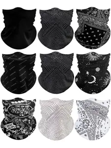 9Pcs/1pcs Set New Milk Silk Headscarf Outdoor Sun Protection Cycling Face Mask Breathable Sweat Absorption Multi-Functional Neck Gaiter Masks