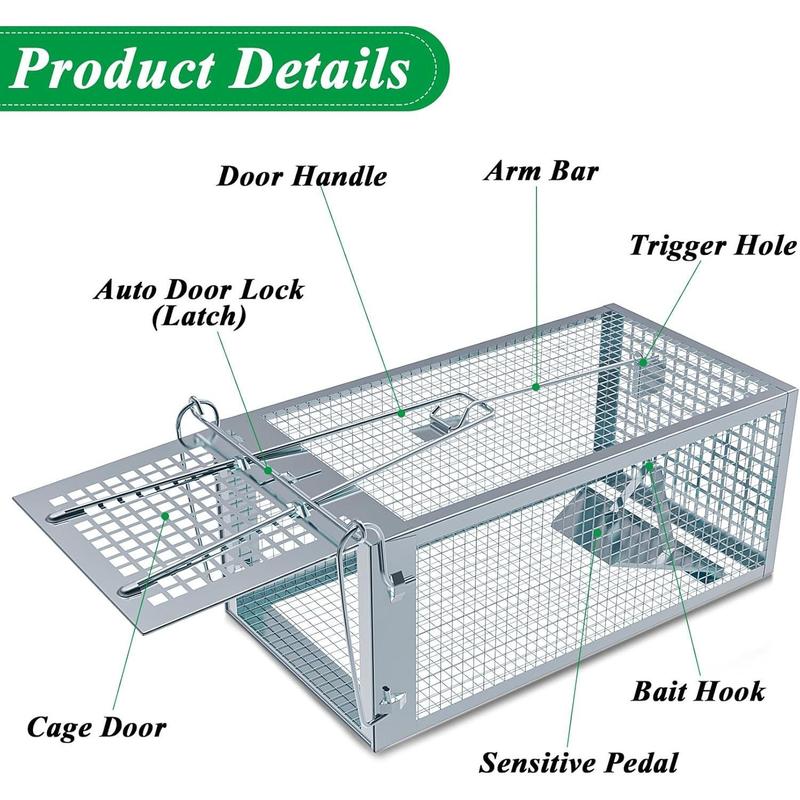 Humane Mouse Traps Indoor, 2 Packs Humane Rat Trap Outdoor,Small Rodent Chipmunk Trap and Other Live Animal Cage Catch and Release