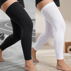 2 Pairs Full Leg Compression Sleeves for Men and Women - Long Knee Sleeve with Anti-Slip Silicone Strips for Sports Running Basketball Workout Support Recovery Athletic Gear