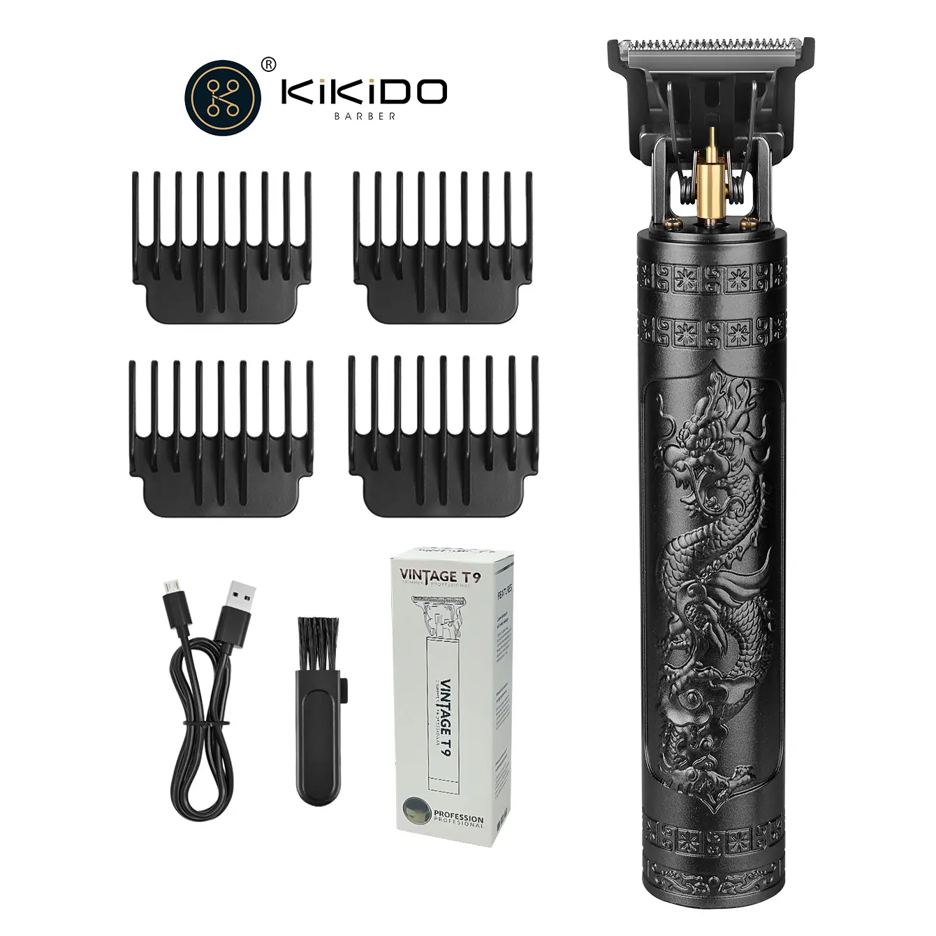 Kikido Barber Vintage T9 T-Blade Electric Hair Trimmer Clipper for Home Barber Shop Men Haircut Beard Grooming Cordless Rechargeable