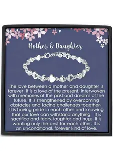 Fashion Copper Zircon Heart Bracelet Set, Mother Daughter Jewelry Gift, Meaningful Heart Shape Pendant, Perfect Gift for Daughters and Mothers, Heart Charm Bracelet