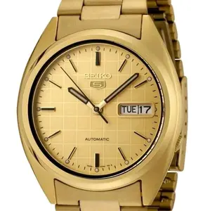 New Seiko 5 All Gold Automatic 21 Jewels day/date Men's s beautiful watch SNXL72K1