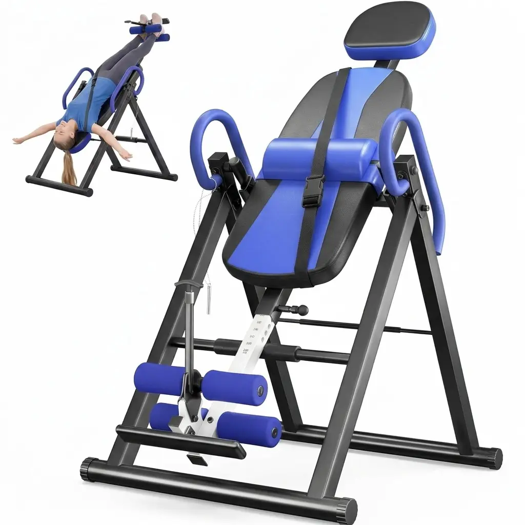 YOLEO Gravity Heavy Duty Inversion Table for Pain Relief Therapy with Headrest & Adjustable Protective Belt Back Stretcher Machine