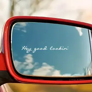 4PCS/SET Hardcore Playful Style "Hey good lookin'" Rearview Mirror Sticker,  Bodies, Motorcycle Side Panels, Laptop Cases, Luggage Decor, Exclusive Trendy Personalized Decal for American Retro and Playful Aesthetics Enthusiasts