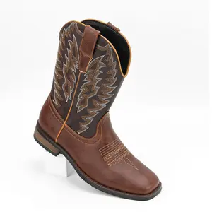 2026 Western Cowboy Boots for Men Square Toe Motorcycle Boots Embroidered Biker Shoes Vintage Punk Style Comfortable Platform Non-Slip Casual Work Boots Ankle Boots Unisex Couple Hot Viral Trending