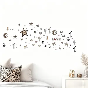 4 pcs Maillard leopard print wall stickers, Decorative decal, suitable for living room, bedroom, bathroom and other background wall decoration, home decoration, peel and stick, suitable for Christmas holiday party and atmosphere decoration