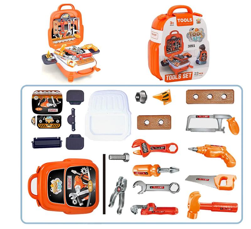 Mini Kids Repair Tool Set 22-Pcs with Electronic Drill & Tool Box Durable Building Toys for Toddlers Ages 3-8 Suitable Birthday Gift for Boys and Girls Multifunction Adventure-Ready Backpack Design
