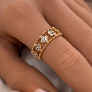 Clover Eternity Band, Clover Ring, Sterling Silver, Gold Vermeil, Statement Ring
