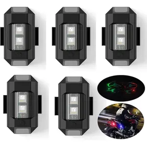 ANKI HAPPIGO 5PCS LED Strobe Drone Lights,7 Colors Drone Anti-Collision Lights Mini USB Rechargeable Night Warning Lighting for Car Motorcycle Aircraft RC Boat Dirt Bike