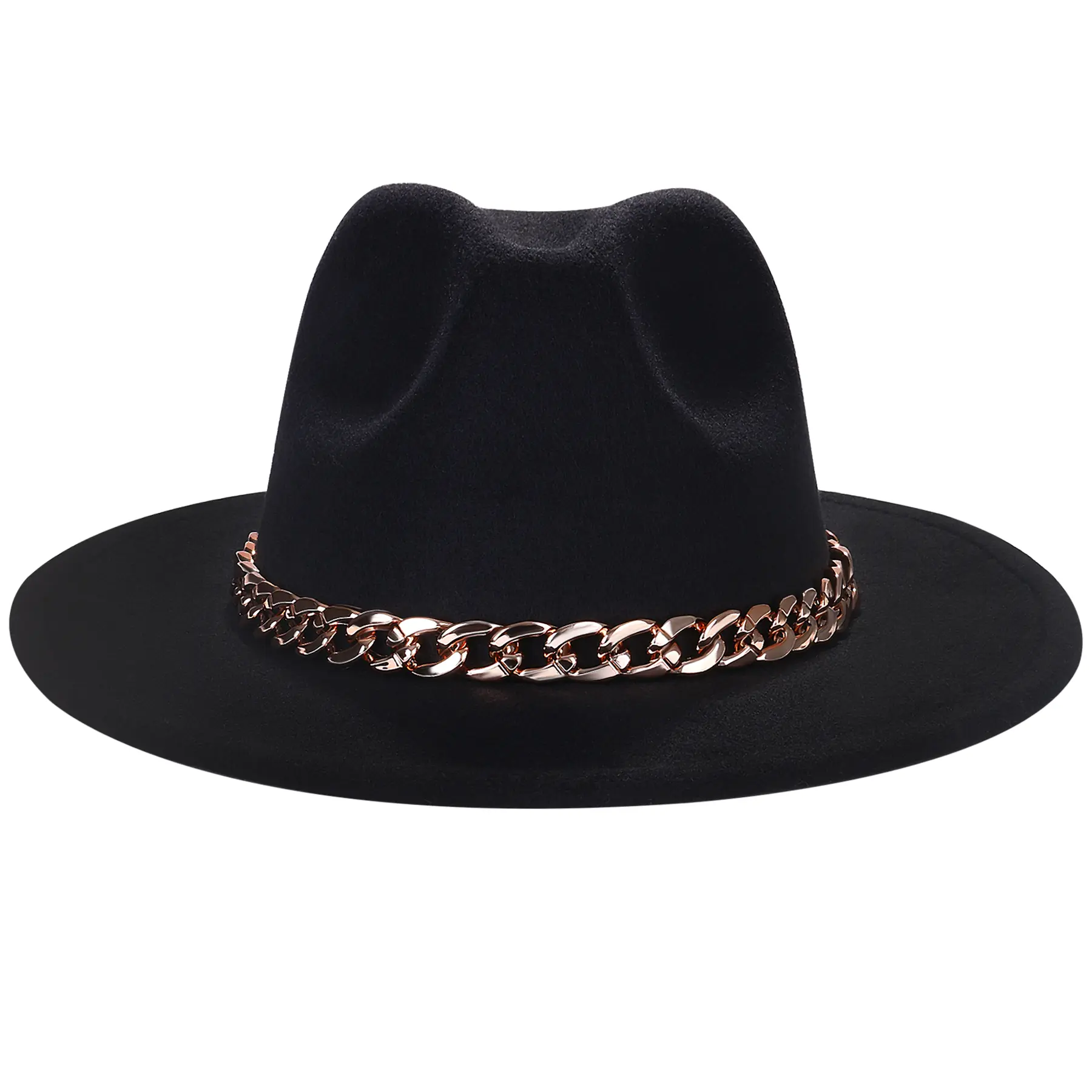 OIDEA Unisex Cotton-Poly Wide-Brim Fedora Hat, Sun Defender UV Resistance UV Shade Wide-Brim Western Hat with Detachable Chain Band, Sun Defender Hats, Uv Resistance Hats