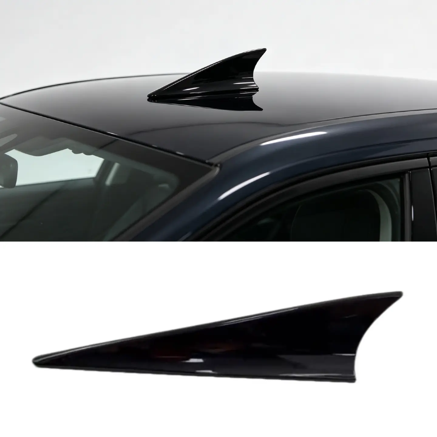 Universal Car Black High-Gloss Shark Fin Antenna - Roof Wind Blade Spoiler Exterior Decorative Accessory
