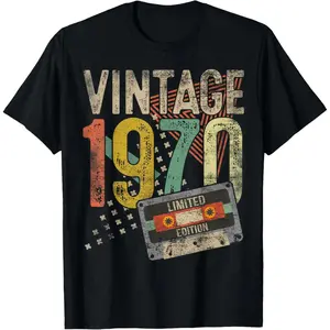 GGOR 100% Cotton Vintage 1970 55th Birthday Gifts For Men Women 55 Year Old T-Shirt