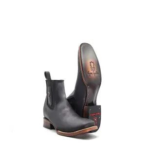 2762401 - Men's Vaquero Signature Chelsea Plain Wide Ankle Toe Boots Grasso Black